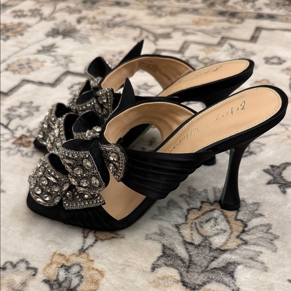 Betsey Johnson Black Heels with Rhinestone Embellishments - Picture 5 of 7